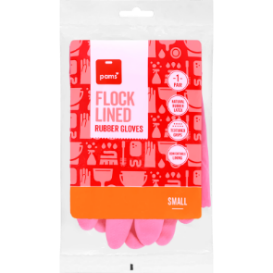 Pams Flock Lined Rubber Gloves 1pk