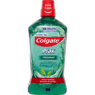 Colgate Plax Freshmint Alcohol Free Mouthwash 1L
