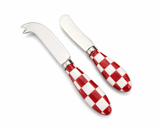 Red Check Cheese Knife Set (2 Piece)