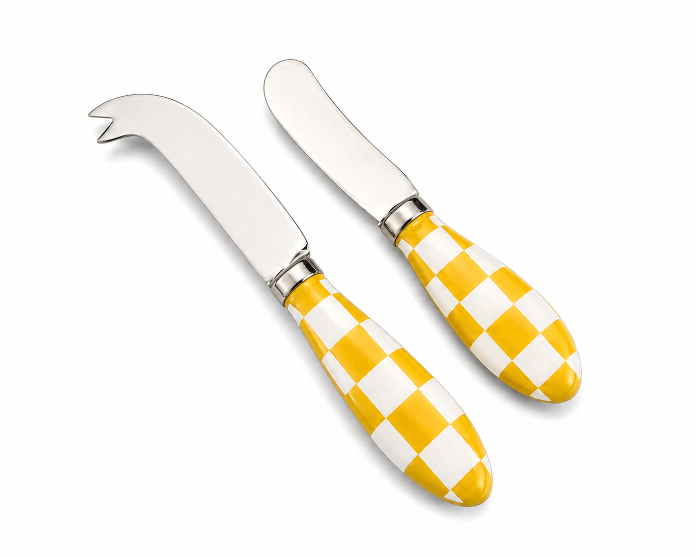 Yellow Check Cheese Knife Set (2 Piece)