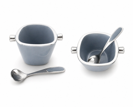 Light Blue Condiment Bowl with Spoon