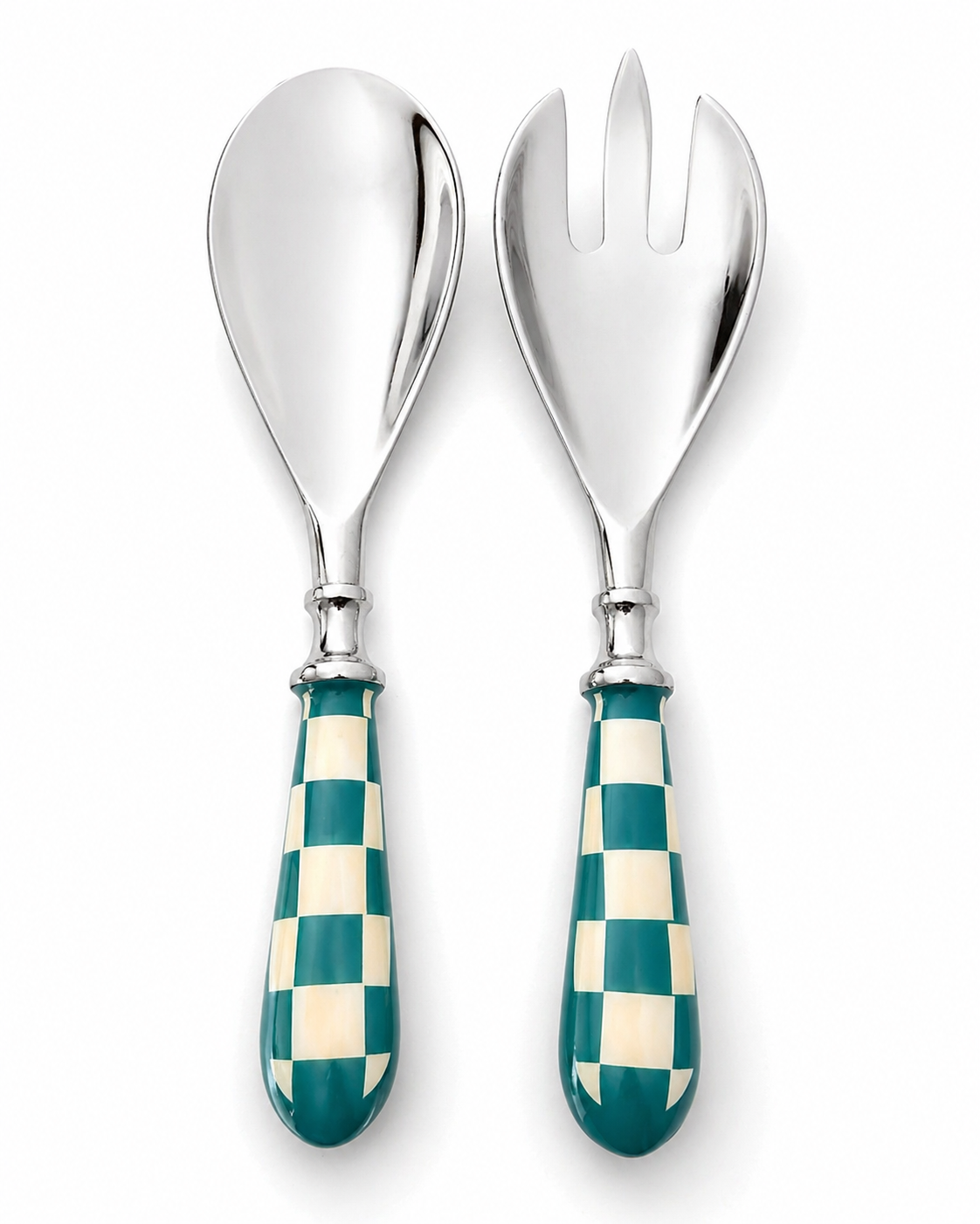 Checkered Handle Salad Servers (Set of 2)