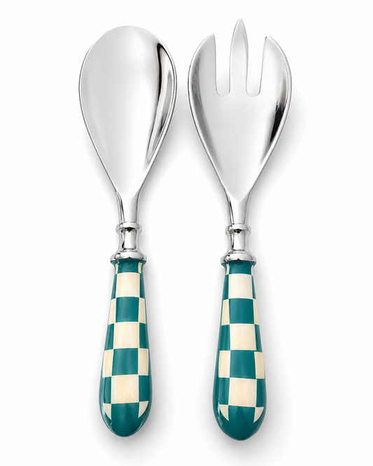 Checkered Handle Salad Servers (Set of 2)