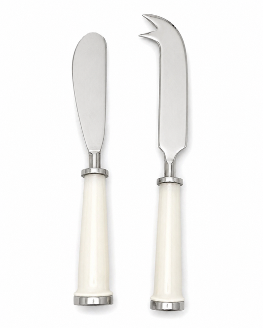 White Handle Cheese Knife Set (Set of 2)