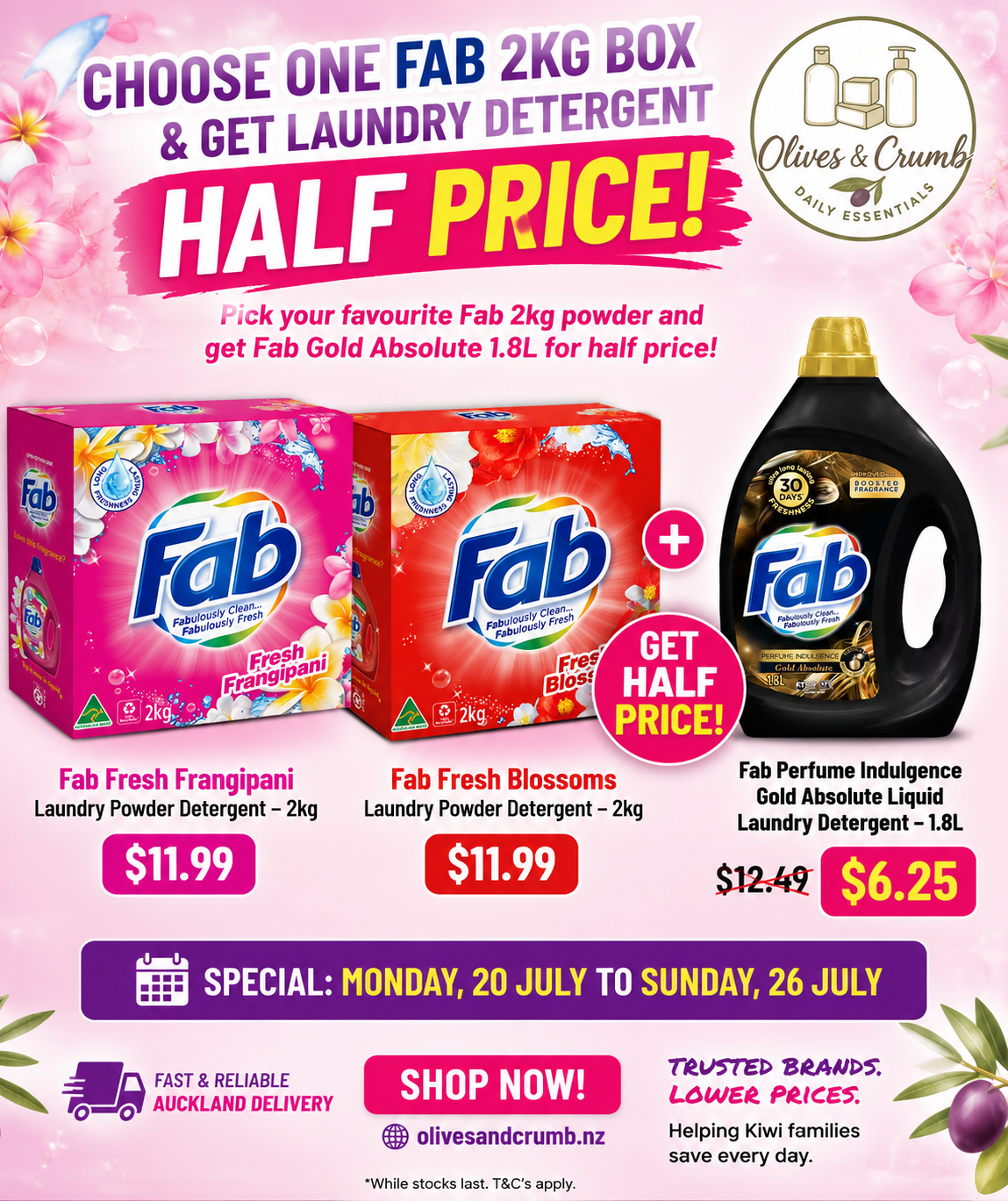 Fab Combo - Surf Laundry Detergent 2 kg Powder plus Gold Absolute Liquid Laundry Detergent – 1.8L