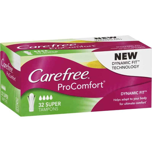 Carefree Super Tampons Pro Comfort Dynamic Fit 32pk