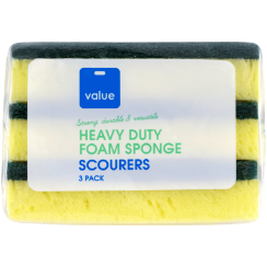 Value Heavy Duty Foam Sponge Scourers 3pk